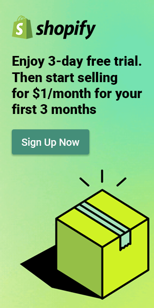 Shopify new customer offer - Enjoy 3-day free trial. Then start selling for $1/month for your first 3 months.